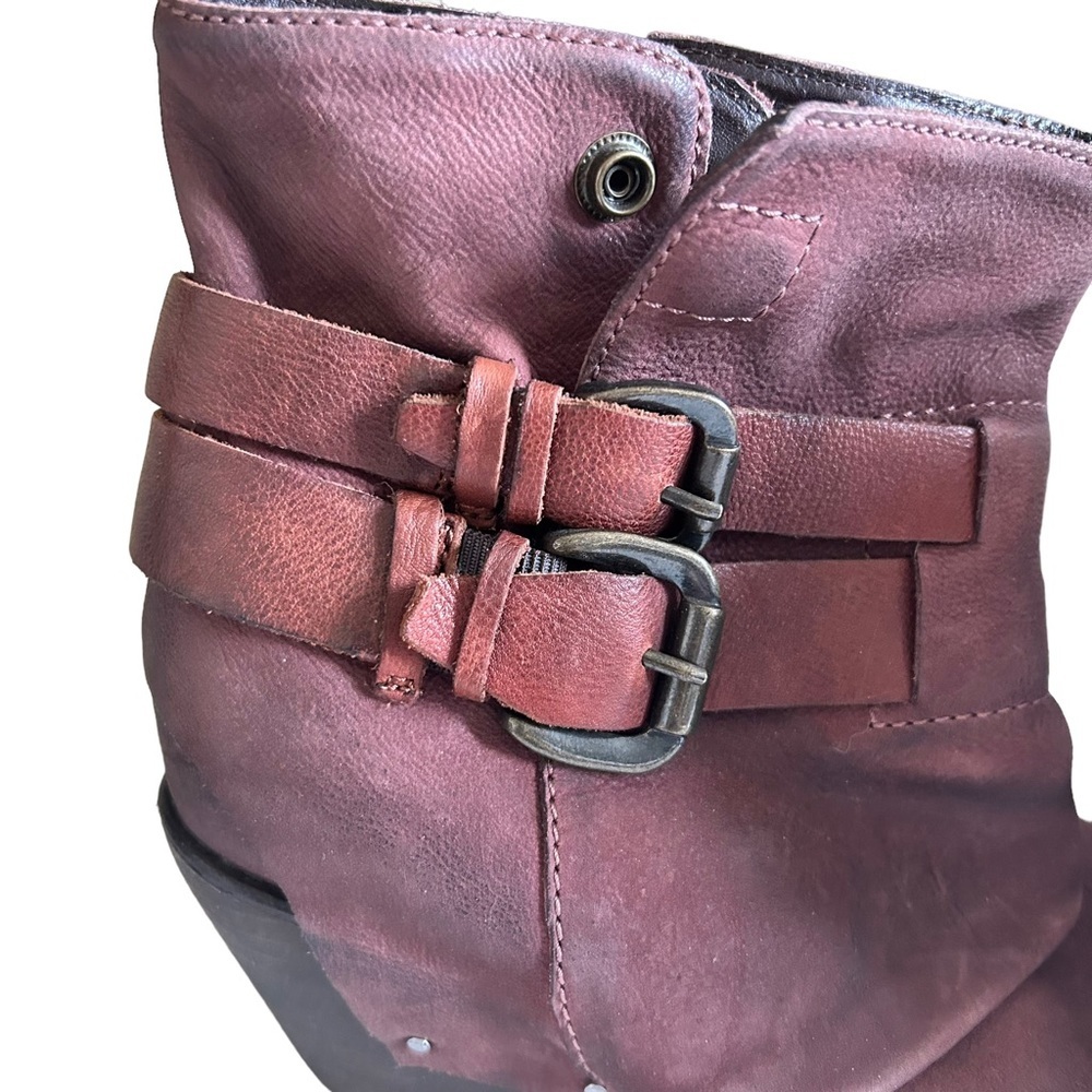 Sheridan Mia Brown Block Heel Nubuck Leather Buckle Womens Ankle Bootie Size 8 - Picture 6 of 10
